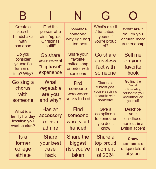 NYE Bingo Card