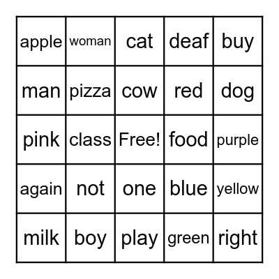 ASL Bingo Card