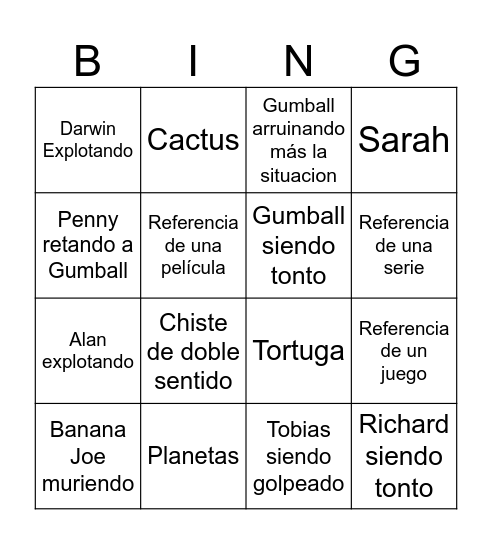 Bingo de Gumball Bingo Card