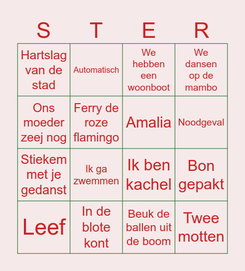 Kerst Bingo Card