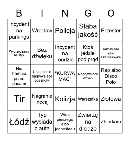 StopCham Bingo Card