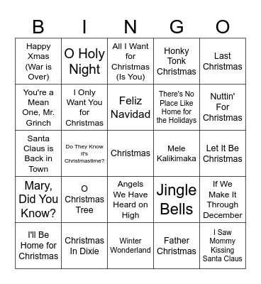 Christmas Bingo Card