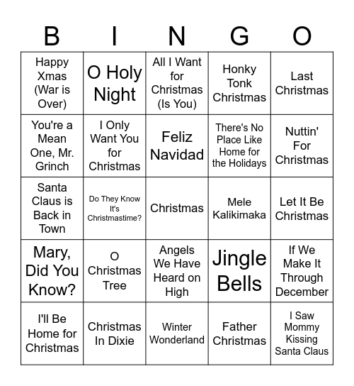 Christmas Bingo Card