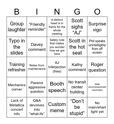 Safety Bingo Card