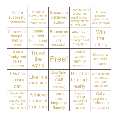 Manifestation Bingo Card