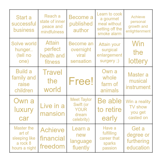 Manifestation Bingo Card