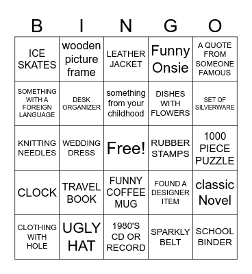 THRIFT STORE BINGO Card