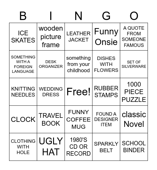 THRIFT STORE BINGO Card