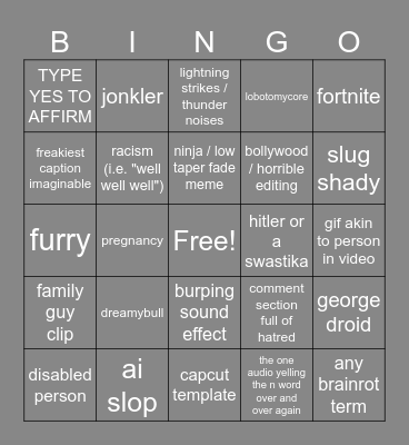instagram reel bingo v2 Bingo Card