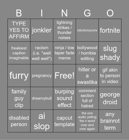 instagram reel bingo v2 Bingo Card