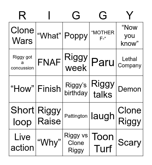 DANNO BINGO Card