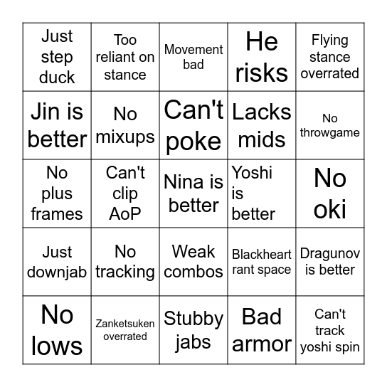 Clive downplay bingo Card