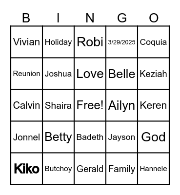 FC Reunion 2024 Bingo Card