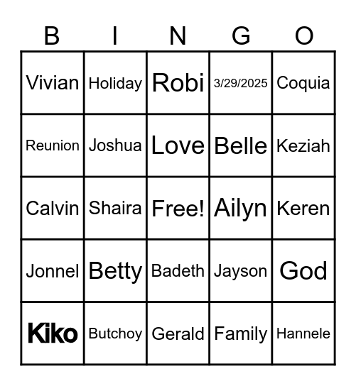 FC Reunion 2024 Bingo Card