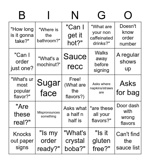 Mochingo Bingo Card