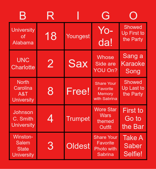 BriGo Bingo Card