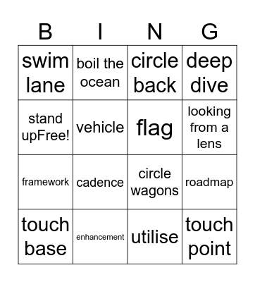 Office Buzzword bingo Card