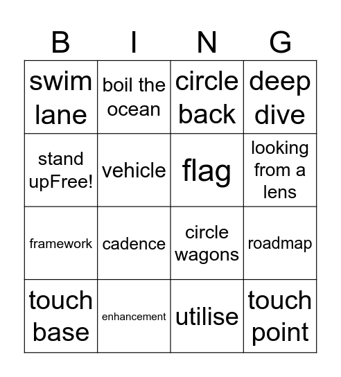 Office Buzzword bingo Card