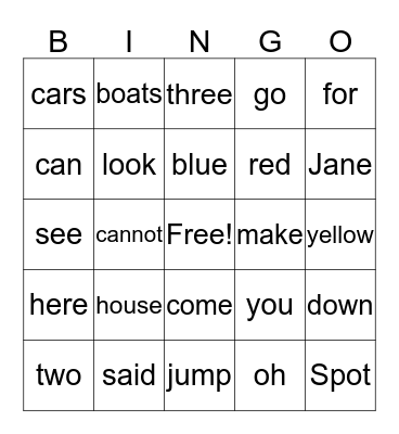 Landon's Bingo Card