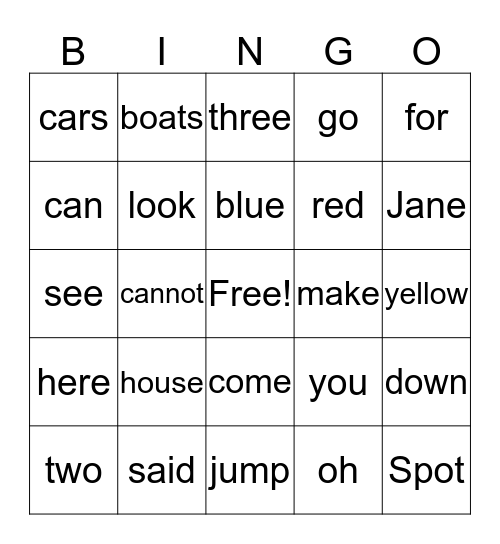 Landon's Bingo Card