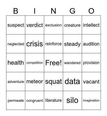 Kayla's Spelling Pattern Review Bingo Card