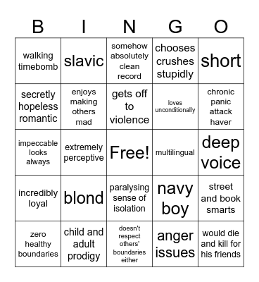 ognjen bingo Card