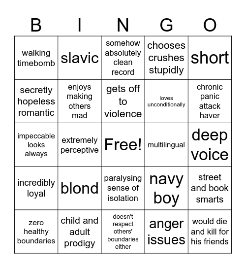 ognjen bingo Card