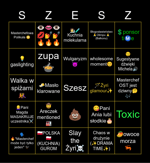 Masterszesz może być tylko Bingo Card