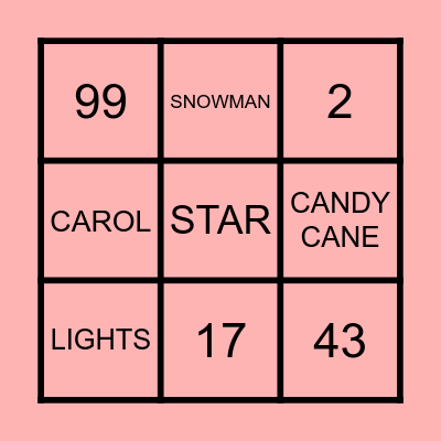 WWG Christmas Bingo Card