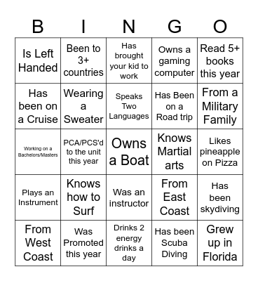 Mingle Bingo Card