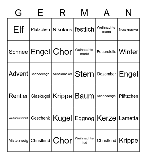 MFL Christmas Party 2024 Bingo Card