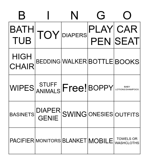 COURIYAH BABY SHOWER SEPT.11,2016 Bingo Card