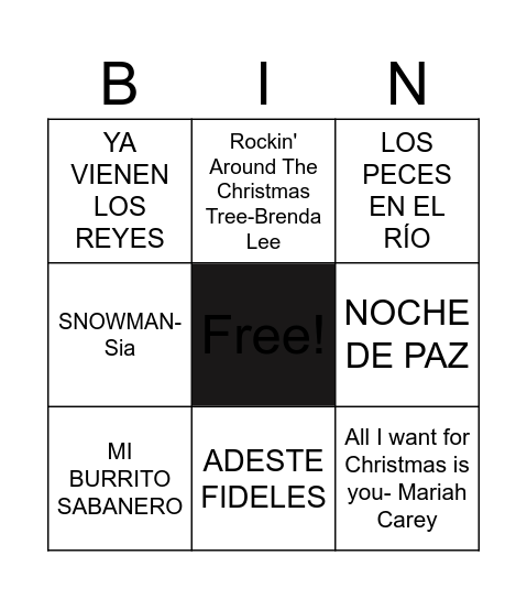 BINGO NAVIDEÑO Bingo Card