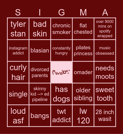 me-core bingo Card