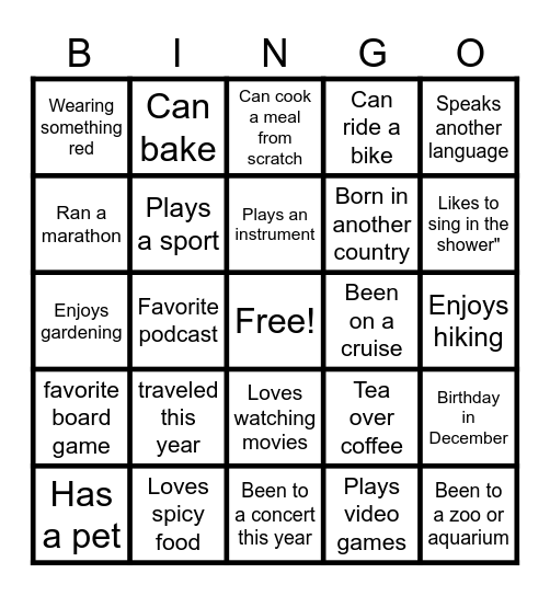 Artsy Holiday Bingo Card