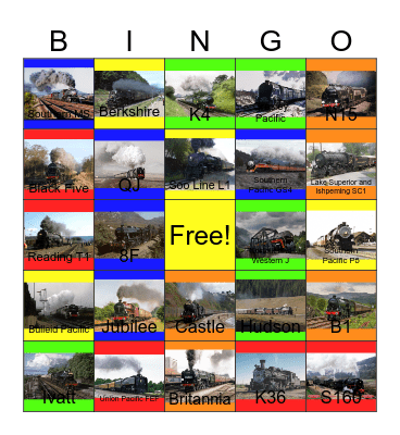 Steamies that I would like to blow the whistle and wave goodbye to people someday Bingo Card