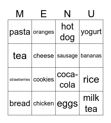 Let's eat!!! Bingo Card