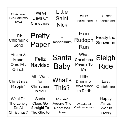 Happy Holidays Bingo Card