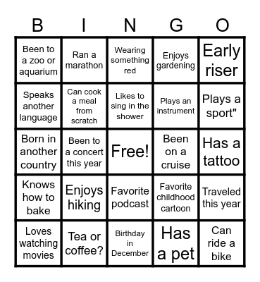 Artsy Holiday Bingo Card