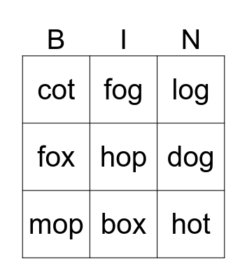 Sounds Great 2 Unit 6 Bingo Card