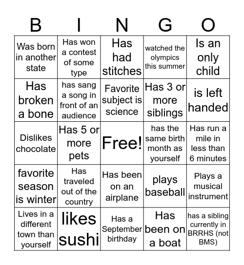Find someone who... Bingo Card