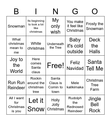 Caroline's Christmas Bingo Card