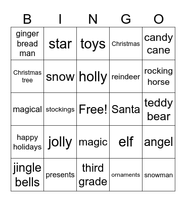 3rd Grade Christmas Bingo Card