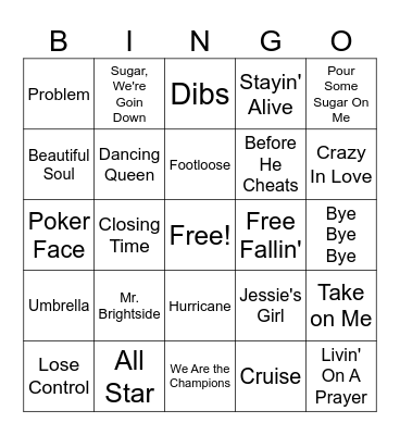 Intake Bingo Card