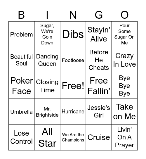 Intake Bingo Card