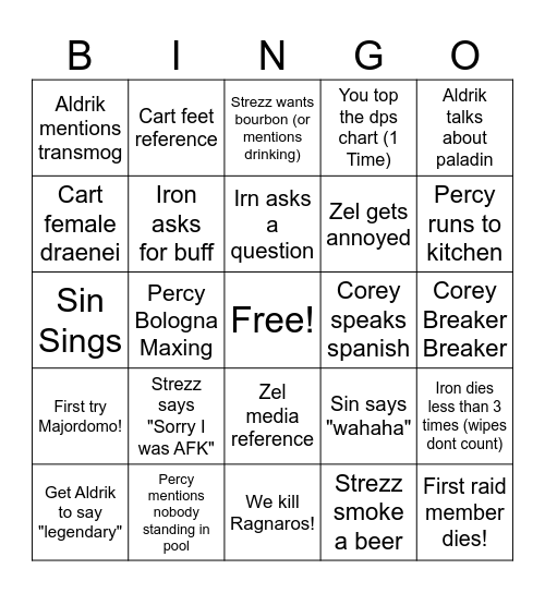 VoS Bingo Card