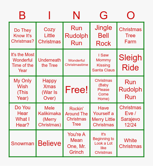 ITRC Holiday Bingo Card