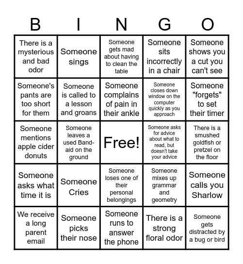 Upper El Bingo! Bingo Card