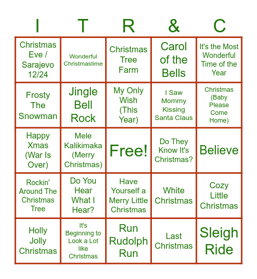 HOLIDAY BINGO Card