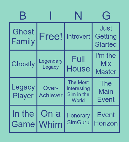 TS4 Base Game Achievements Bingo (Extreme) Bingo Card